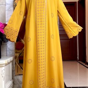 abaya dubai luxe jaune safran