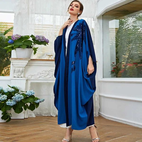 abaya kimono bleu