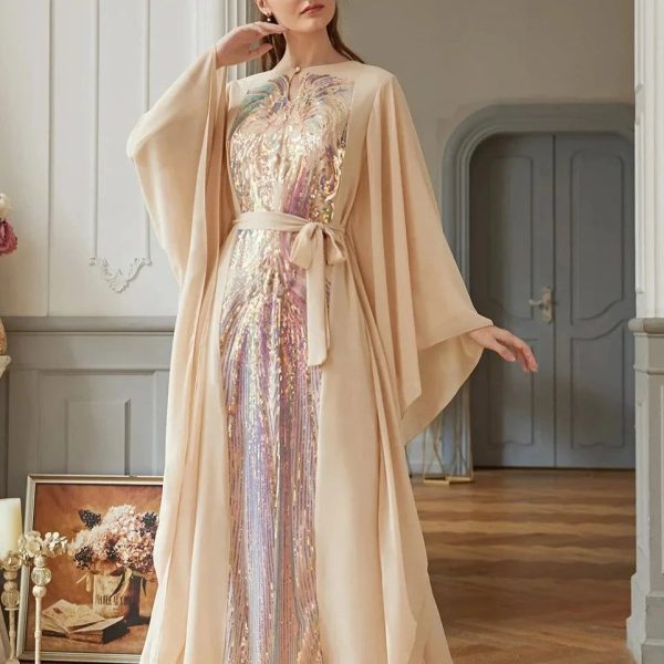 abaya papillon beige