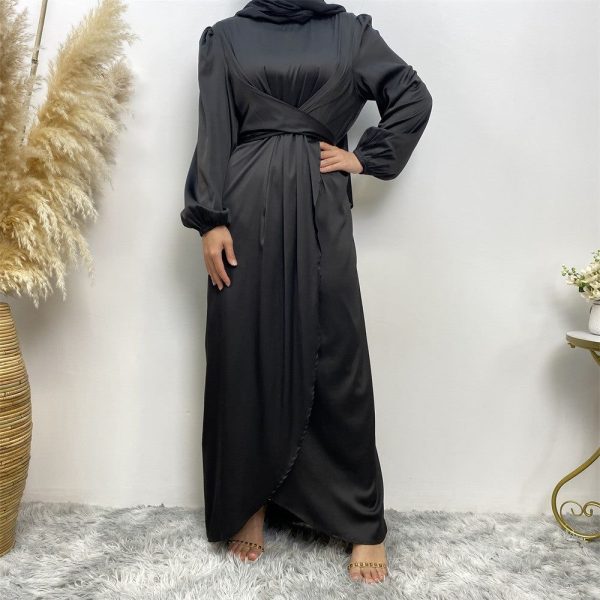 abaya satin noir