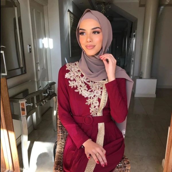 robe de soirée rouge et or